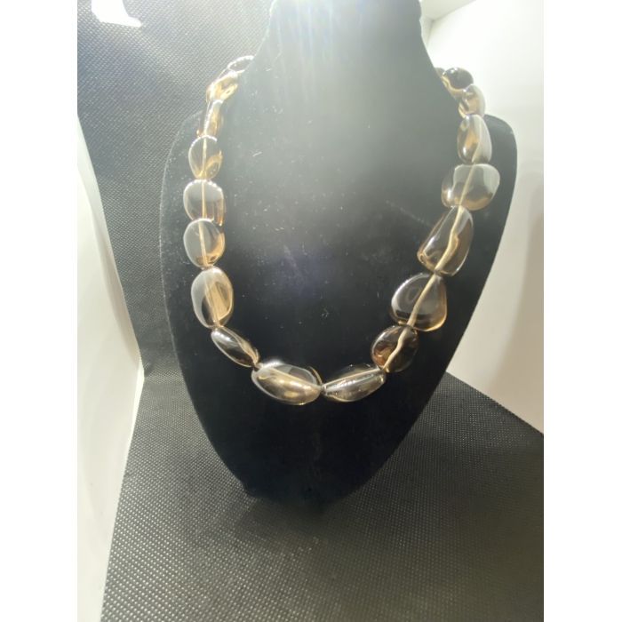 Designer Smoky Quartz Necklace 20" Length With Sterling Silver Lobster Clasp - Image 7