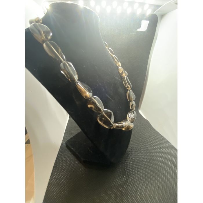 Designer Smoky Quartz Necklace 20" Length With Sterling Silver Lobster Clasp - Image 6