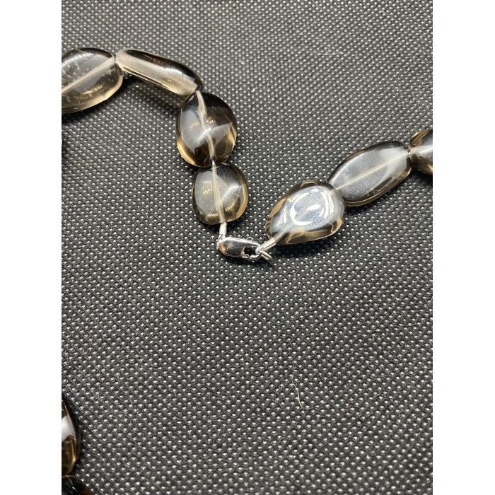 Designer Smoky Quartz Necklace 20" Length With Sterling Silver Lobster Clasp - Image 3