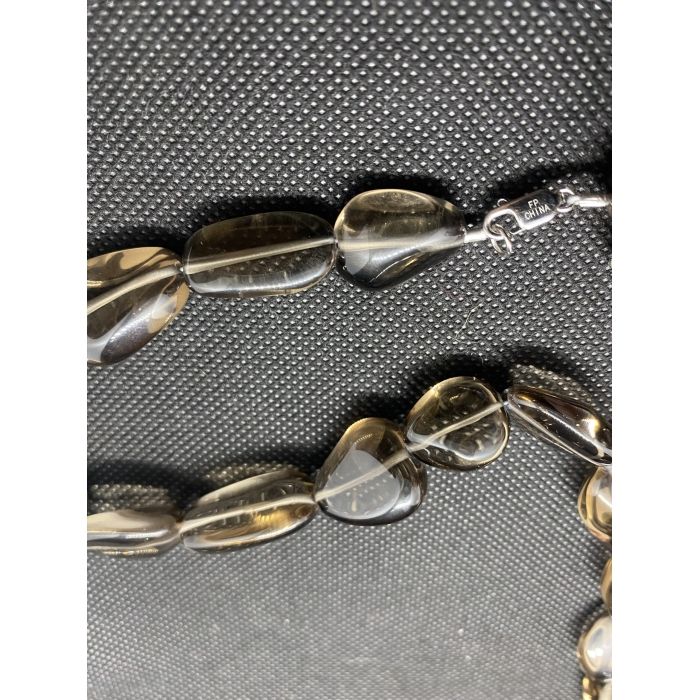 Designer Smoky Quartz Necklace 20" Length With Sterling Silver Lobster Clasp - Image 2