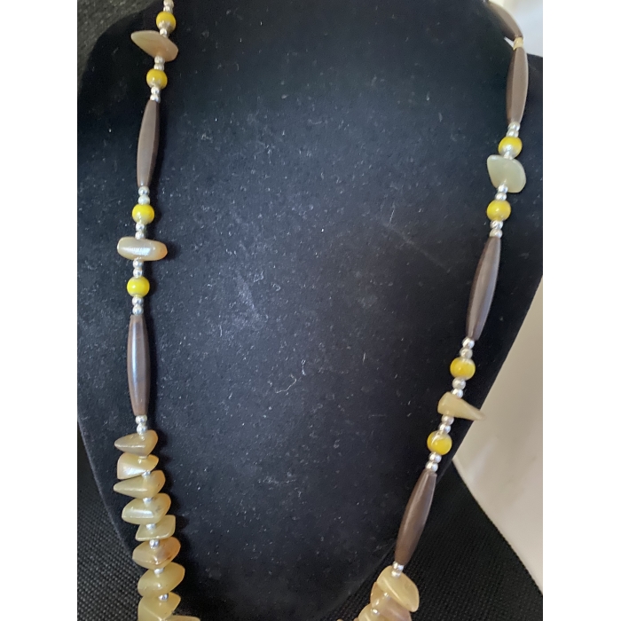 Handmade Natural Stone & Oyster Shell Necklace 15" Length - Image 4