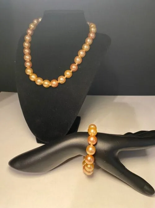 Synthetic Pearls,Golden Yellow Pearls,Jewelry,Necklace,Bracelet