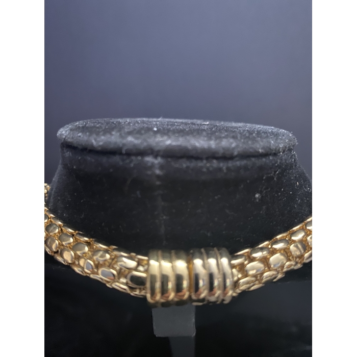 Vintage Rau Klikit Braided Gold Tone & Rhinestone Necklace - Image 8