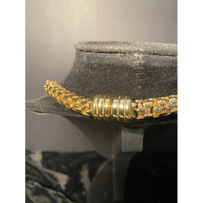 Vintage Rau Klikit Braided Gold Tone & Rhinestone Necklace - Image 5