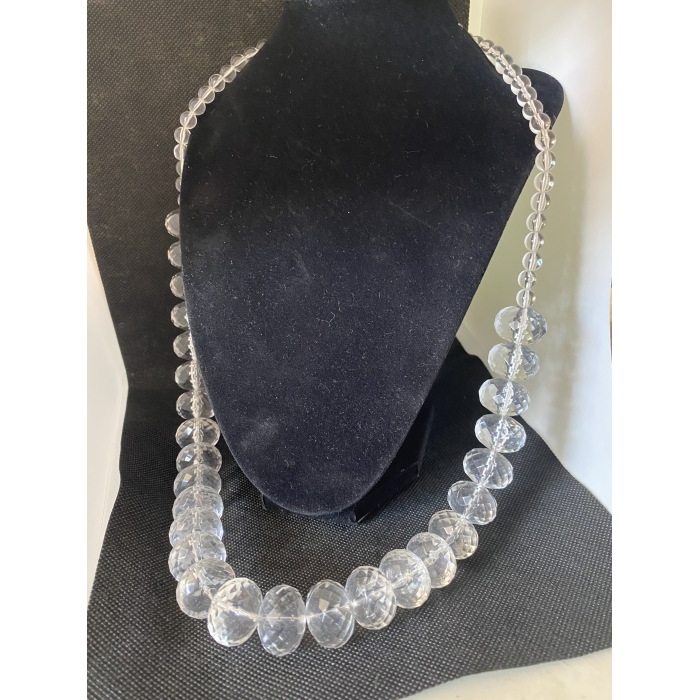 Nicky Butler Clear Glass Crystal Sphere Diamond Cut Graduated Bead Necklace