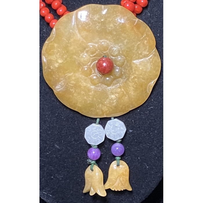 Delman Carnelian Yellow Jade Pendant Necklace Design Coral Beaded Necklace and Pendant - Image 4