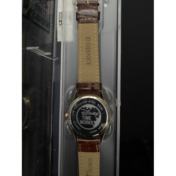Disney Time Works Vintage Disney Gold Tone Quartz Mickey Mouse Men's Watch With Leather Band (A9) - Image 9