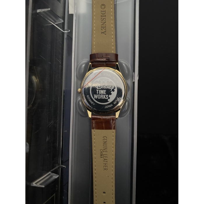 Disney Time Works Vintage Disney Gold Tone Quartz Mickey Mouse Men's Watch With Leather Band (A9) - Image 8