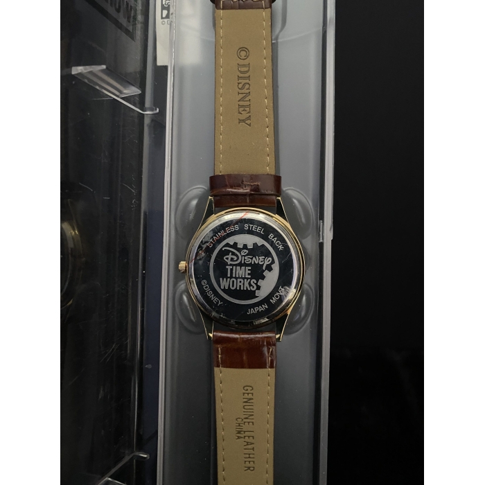 Disney Time Works Vintage Disney Gold Tone Quartz Mickey Mouse Men's Watch With Leather Band (A9) - Image 7