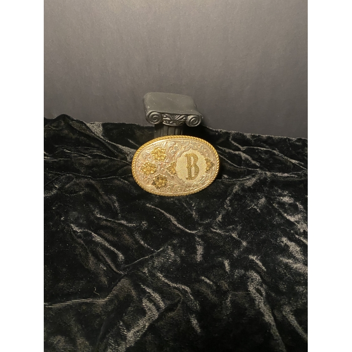 Crumrine Vintage Silver Plated Letter "B" Belt Buckle - Image 2