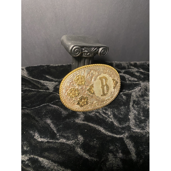 Crumrine Vintage Silver Plated Letter "B" Belt Buckle - Image 7