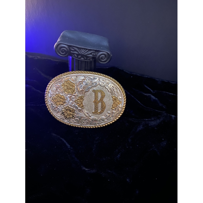 Crumrine Vintage Silver Plated Letter "B" Belt Buckle - Image 5