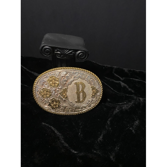 Crumrine Vintage Silver Plated Letter "B" Belt Buckle - Image 4