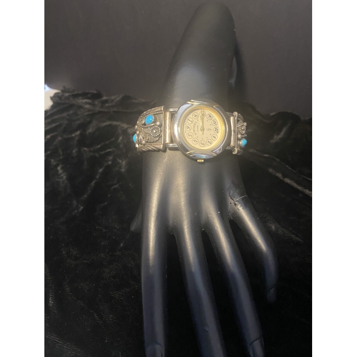 La Scala Sterling Silver and Turquoise Navajo Design Watch  *UNTESTED*