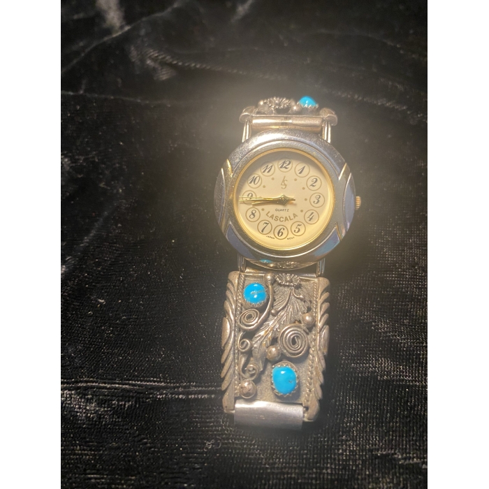 La Scala Sterling Silver and Turquoise Navajo Design Watch  *UNTESTED* - Image 3