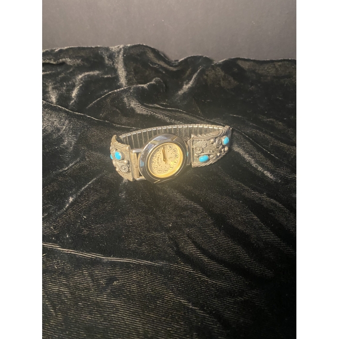 La Scala Sterling Silver and Turquoise Navajo Design Watch  *UNTESTED* - Image 7