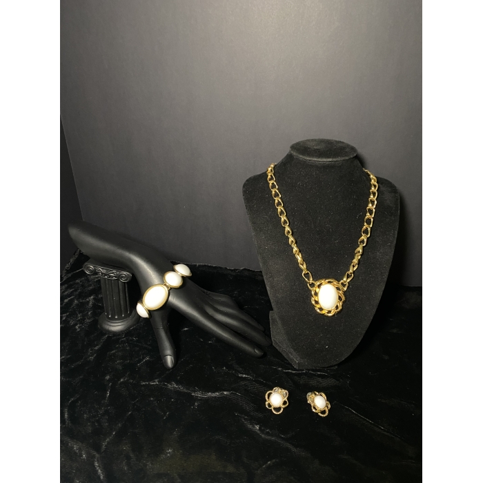 Monet Gold Tone Necklace, Bracelet, and Earrings