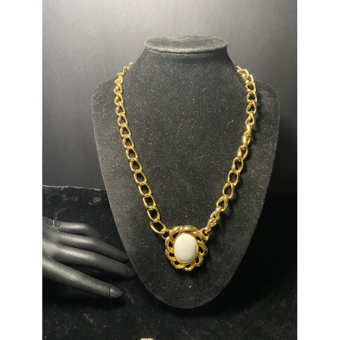 Monet Gold Tone Necklace, Bracelet, and Earrings - Image 4
