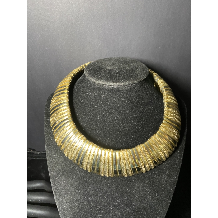 Retro Gold Tone Cleopatra Choker And Wrist Cuff Bracelet - Image 5