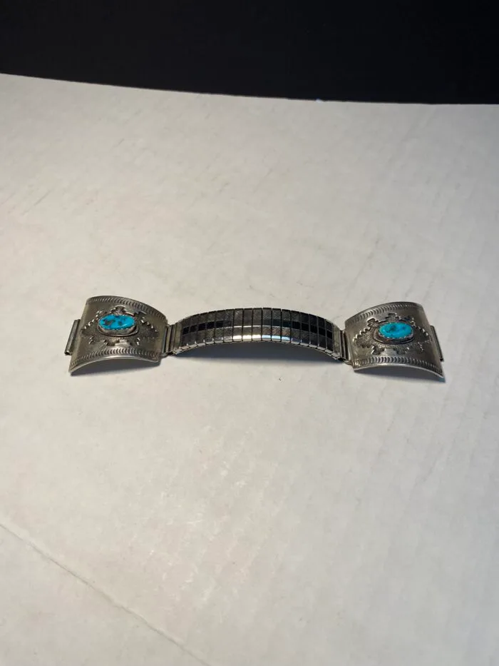 Silver and Turquoise Navajo Silverbox Watch Tips