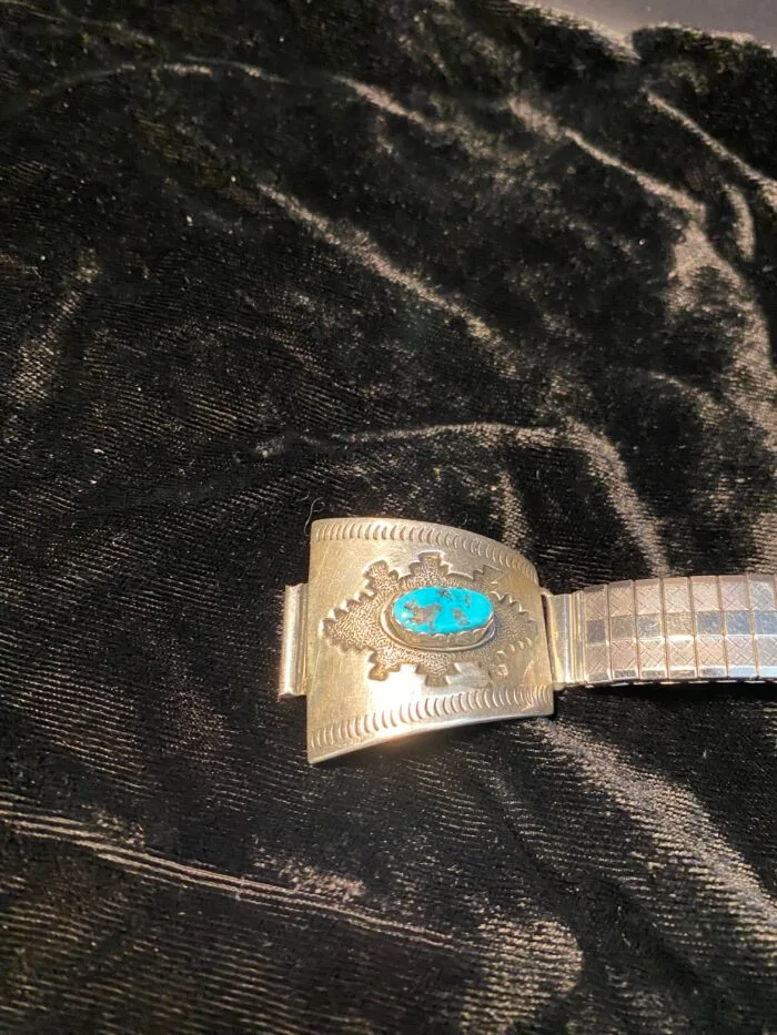 Silver and Turquoise Navajo Silverbox Watch Tips - Image 3