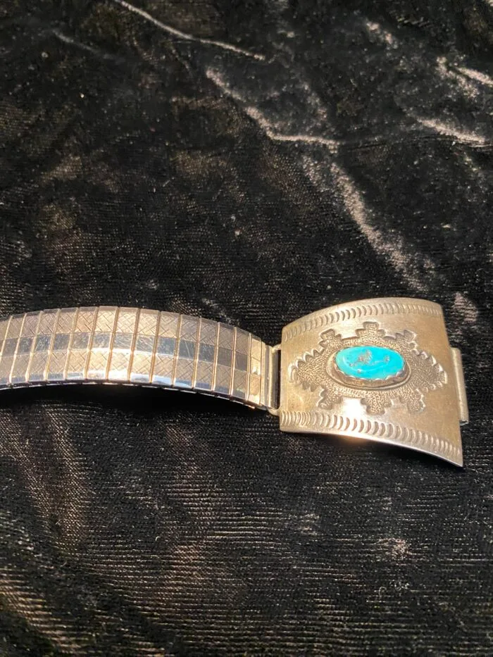 Silver and Turquoise Navajo Silverbox Watch Tips - Image 4