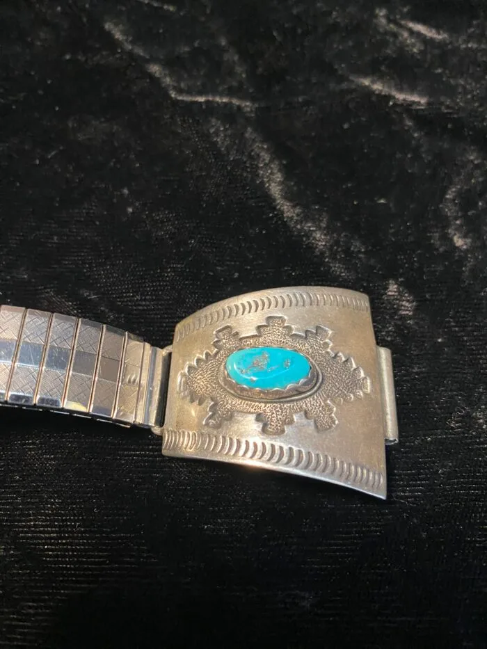 Silver and Turquoise Navajo Silverbox Watch Tips - Image 5