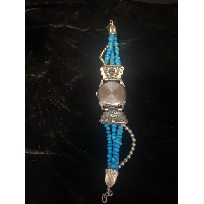 Southwest Traditions Sterling Silver Turquoise Beaded Band "Liberty 1911" Watch --UNTESTED-- - Image 8
