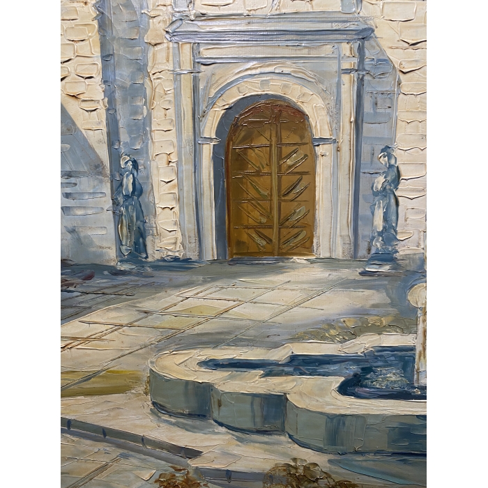 Suarez Signed Spanish Mission Carmel-By-The-Sea Painting - Image 12