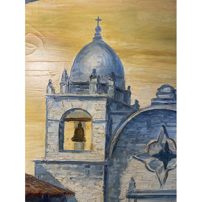 Suarez Signed Spanish Mission Carmel-By-The-Sea Painting - Image 14