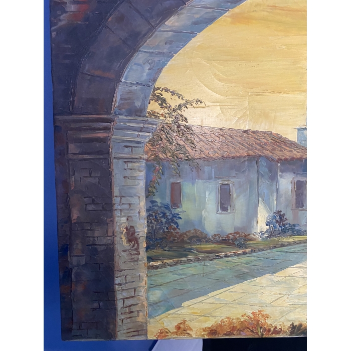 Suarez Signed Spanish Mission Carmel-By-The-Sea Painting - Image 3