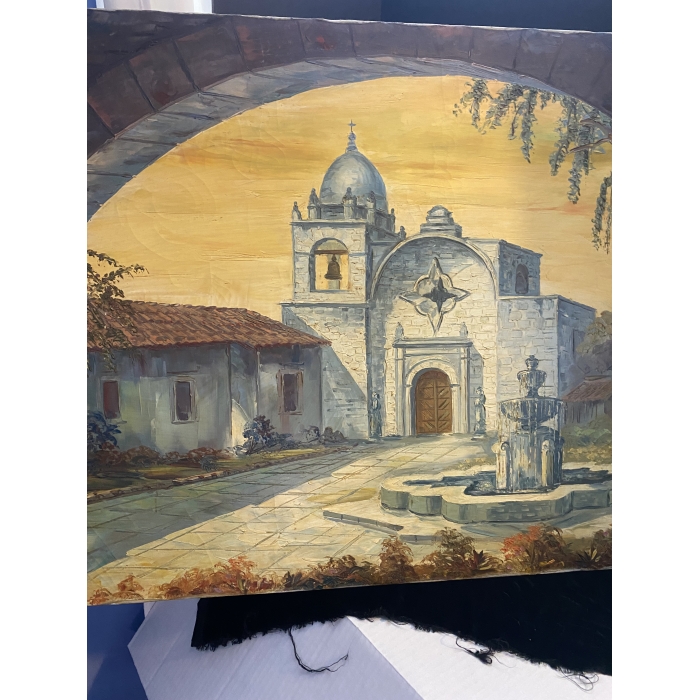 Suarez Signed Spanish Mission Carmel-By-The-Sea Painting