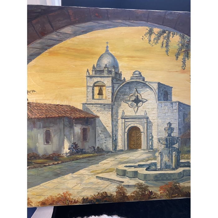 Suarez Signed Spanish Mission Carmel-By-The-Sea Painting - Image 10