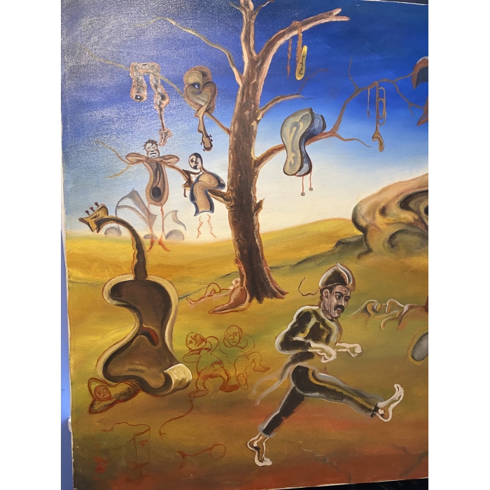 Surrealistic Painting Of Faces, Trees, Musical Instruments, and People - Image 3