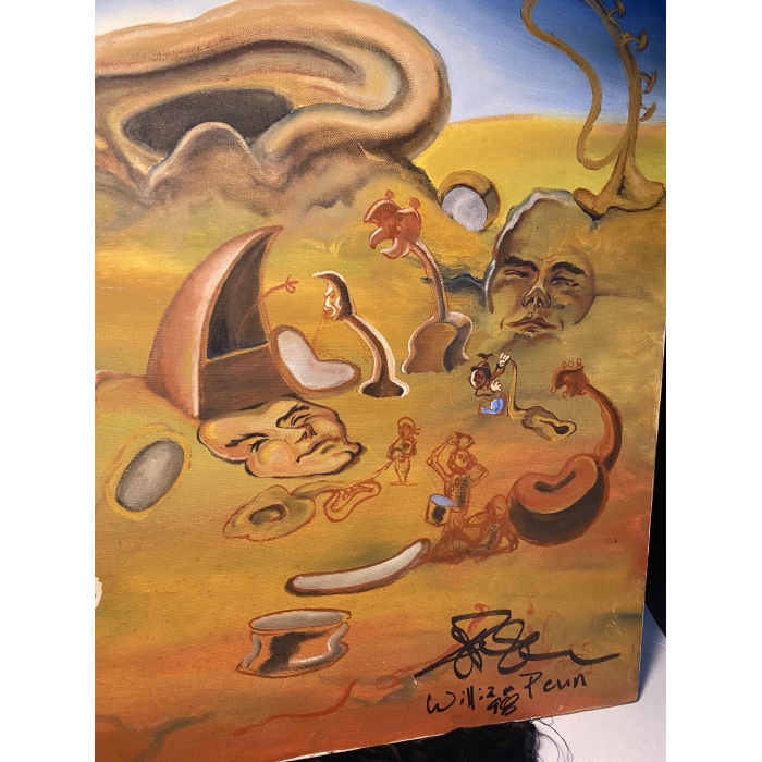 Surrealistic Painting Of Faces, Trees, Musical Instruments, and People - Image 8