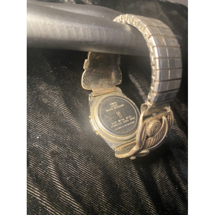Timex Quartz Lithium Watch Sterling Silver Navajo Band - Image 9