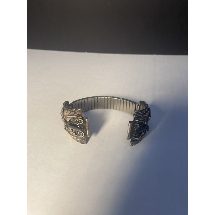 Vintage Sterling Silver and Black Onyx Watch Band - Image 4