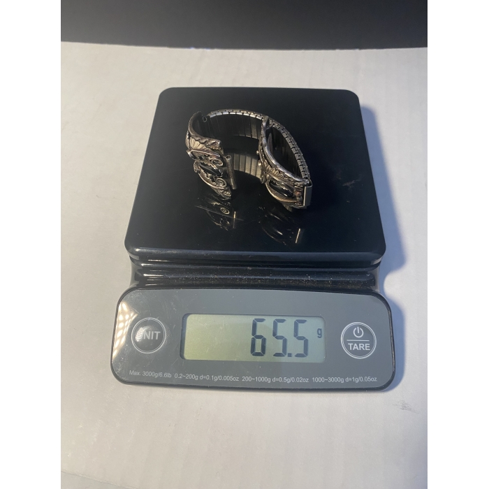 Vintage Sterling Silver and Black Onyx Watch Band - Image 7