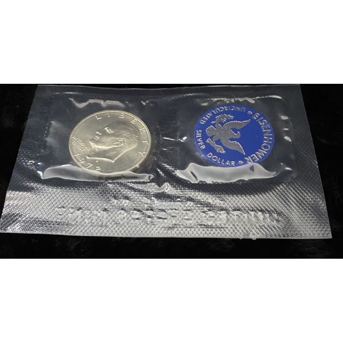 1972 S -S Uncirculated Eisenhower"Blue Pack" Silver Dollar in Original Packaging - Brilliant Uncirculated US Mint