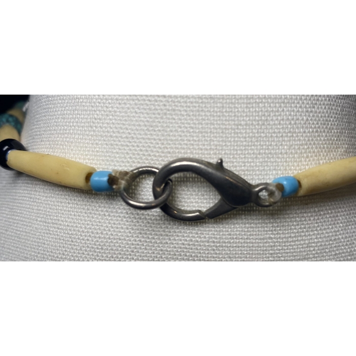 Antique Turquoise Turtle, Turquoise Beads, Bone Beads in Full Length Necklace - Image 10