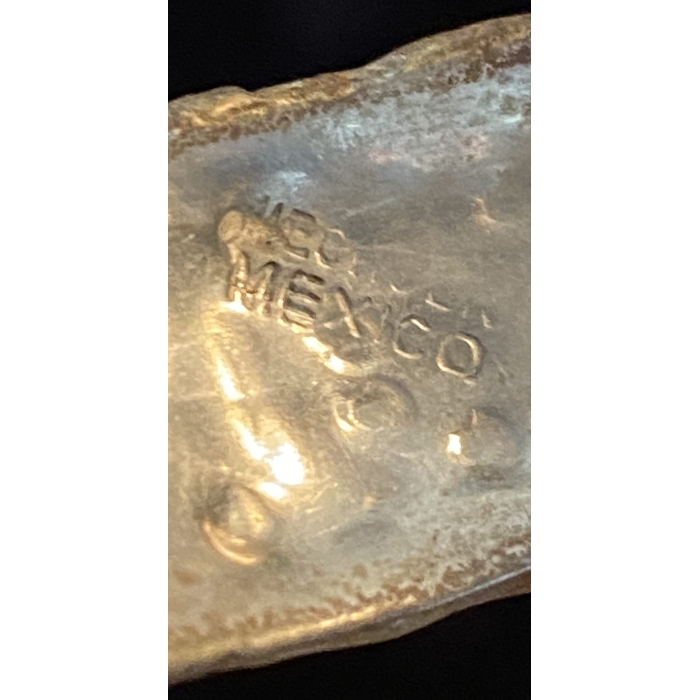 Brutalist Brass Over Silver Tone Heche En Mexico Bracelet Cuff & Abalone Letter Opener - Image 8