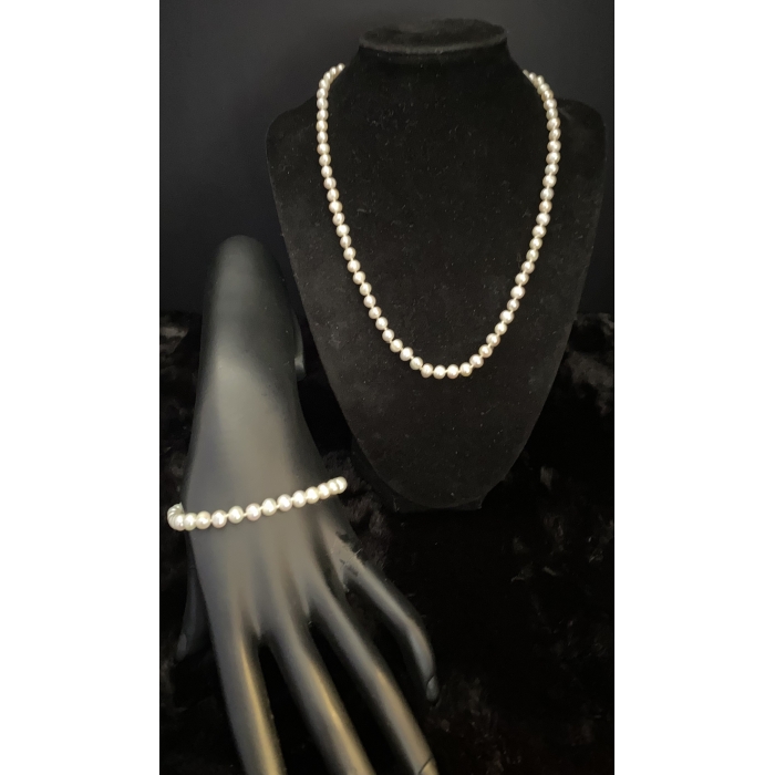 Imperial Freshwater Cultured 6mm Pearls 18" Necklace & 7" Bracelet