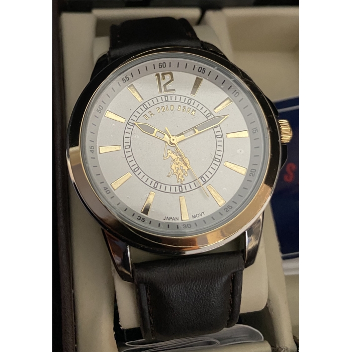 Men's US Polo Association Quartz Watch USC2254 Brown Leather Band - Image 7