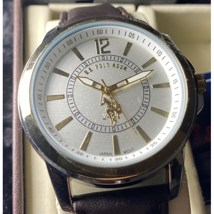 Men's US Polo Association Quartz Watch USC2254 Brown Leather Band - Image 5