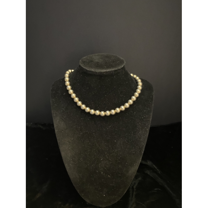 Monet Signed Silver Tone Beaded Necklace - Image 3