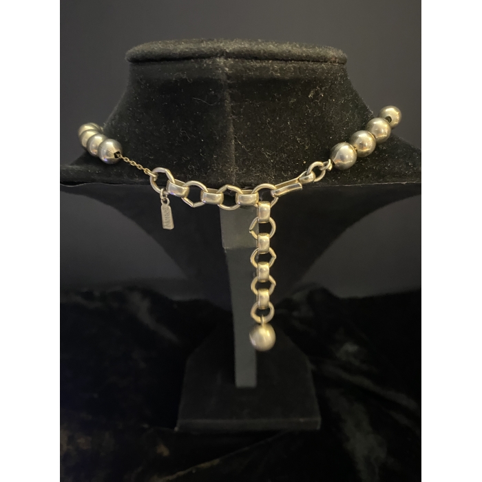 Monet Signed Silver Tone Beaded Necklace - Image 10