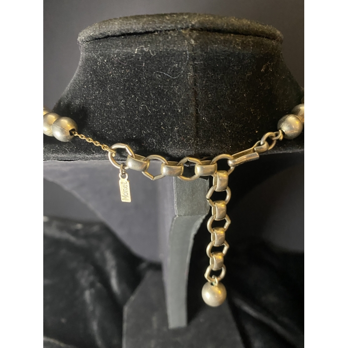 Monet Signed Silver Tone Beaded Necklace - Image 9