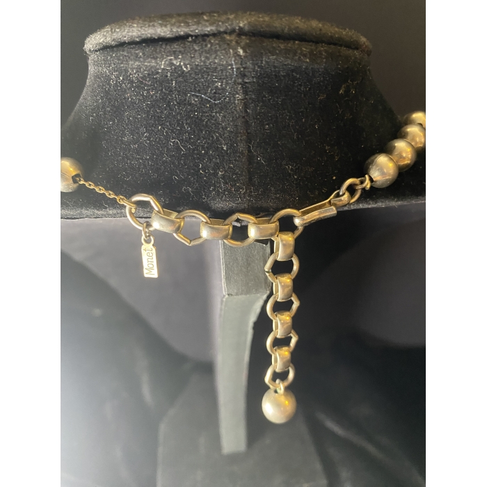 Monet Signed Silver Tone Beaded Necklace - Image 8