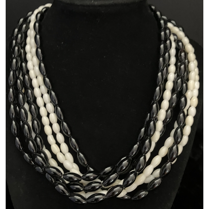 Jay King 925 DTR Sterling Silver Black & White Coral 8 Strand Necklace - Image 5