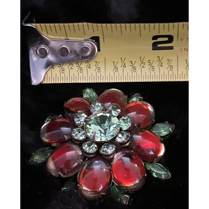 Juliana 1950s red faceted rhinestone with aurora borealis and fancy stone Brooch - Image 3